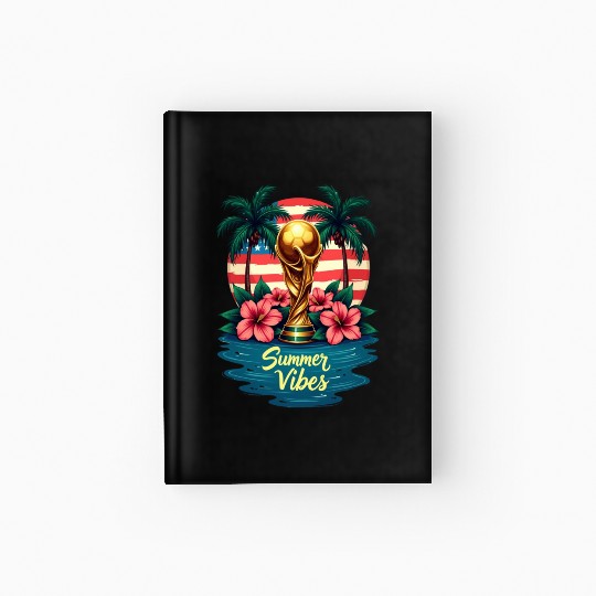 Tropical Summer Vibes Soccer Trophy Design Hardcover Journal