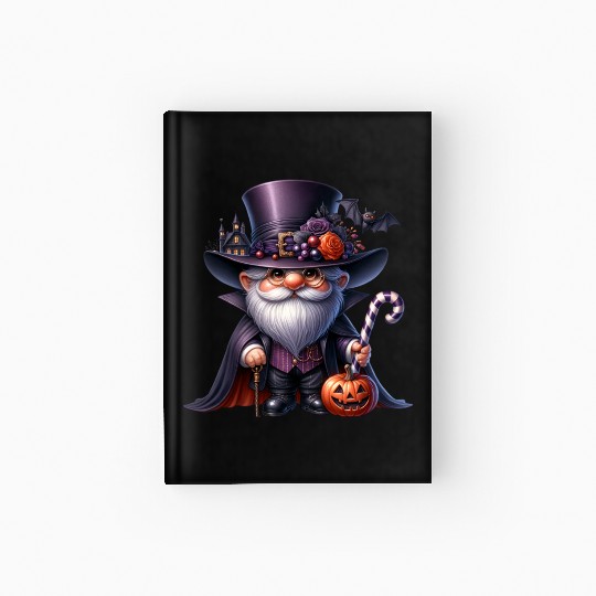 Elegant Halloween Gnome – Top Hat, Pumpkin & Candy Hardcover Journal