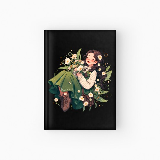 Whimsical Daisy Girl Illustration Hardcover Journal