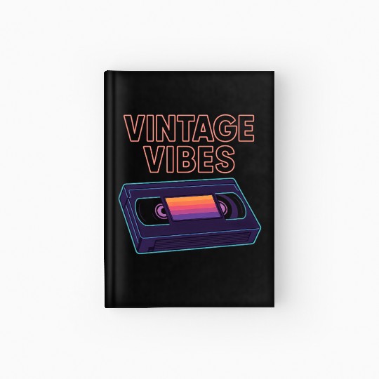 Vintage Cassette Tape Neon Design Hardcover Journal