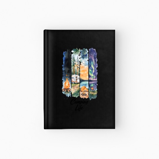 Watercolor Camping Nature Scene Hardcover Journal