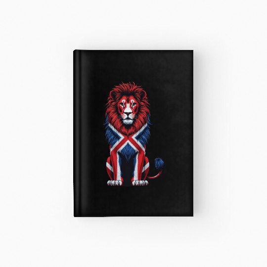 British Lion with Union Jack Flag Bold Art Design Hardcover Journal