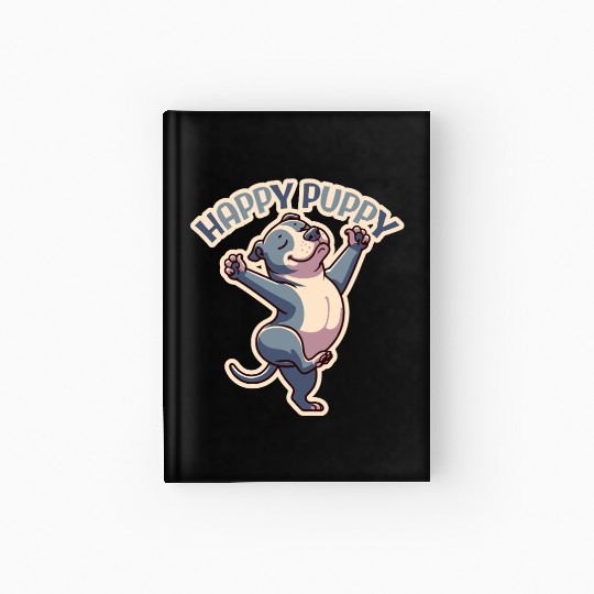 happy puppy - pitbull dance Hardcover Journal