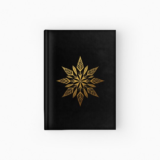 Gold Metallic Leaf Snowflake Design Hardcover Journal