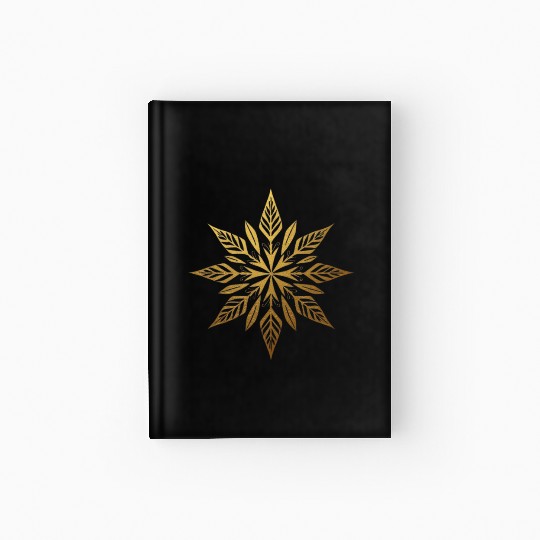 Gold Metallic Leaf Snowflake Design Hardcover Journal