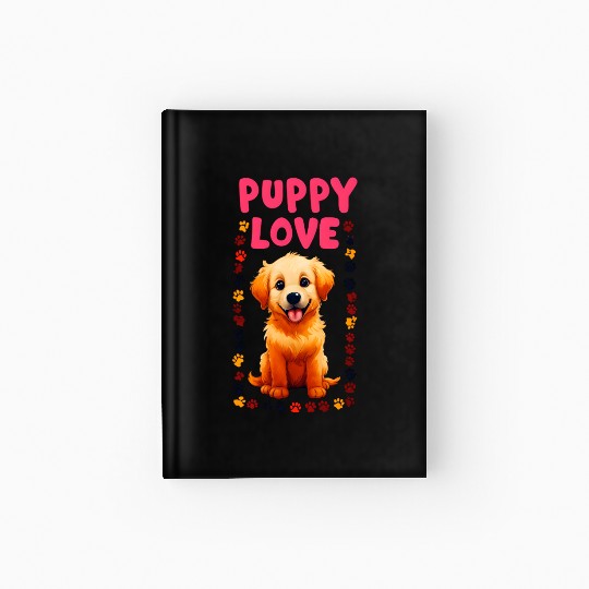 Cute Puppy Love Illustration for Apparel Hardcover Journal