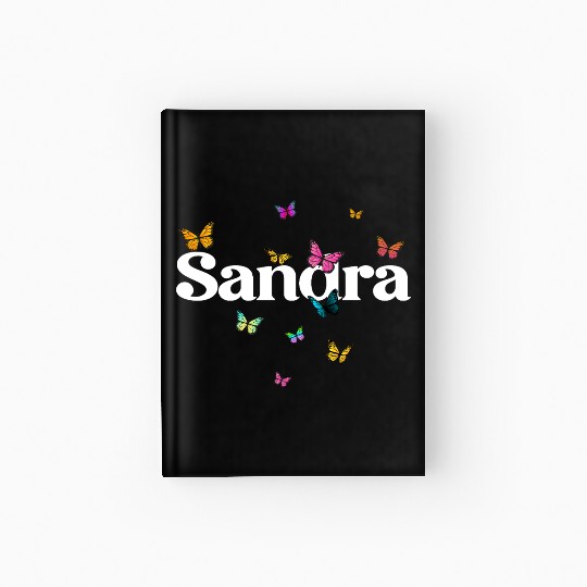 SANDRA - beautiful girl name with cute butterflies Hardcover Journal
