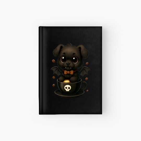 Cute Bat Puppy Coffee Mug Design Hardcover Journal