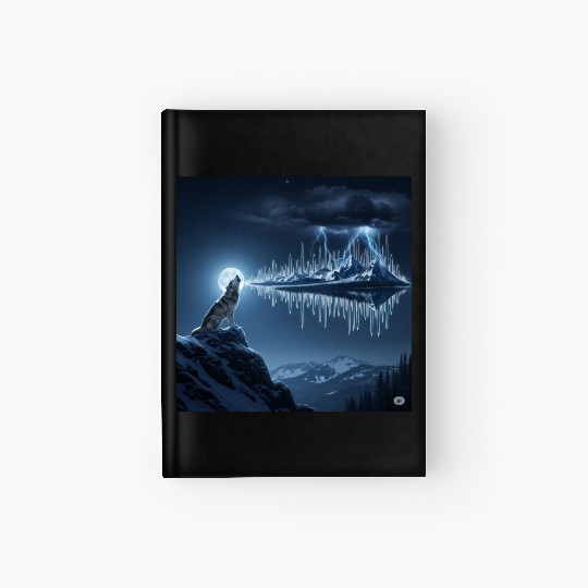 Mystic Mountain Wolf Sound Wave Hardcover Journal