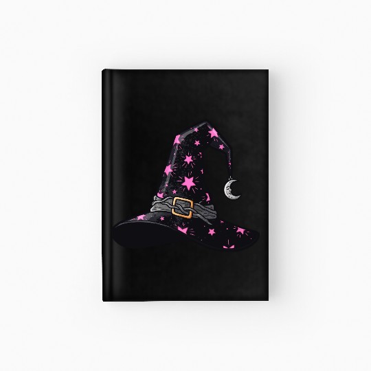 Starry Witch Hat with Moon Charm Hardcover Journal