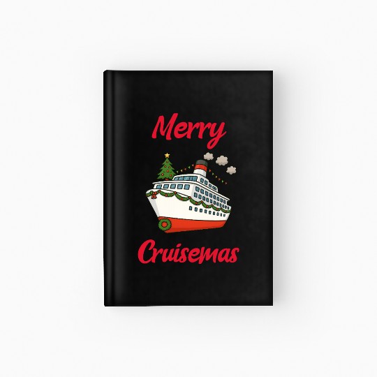 Festive Cruise Ship Christmas Design Hardcover Journal