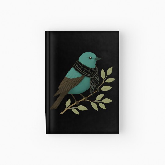 Palestine Sunbird with Keffiyeh and Olive Branch Hardcover Journal