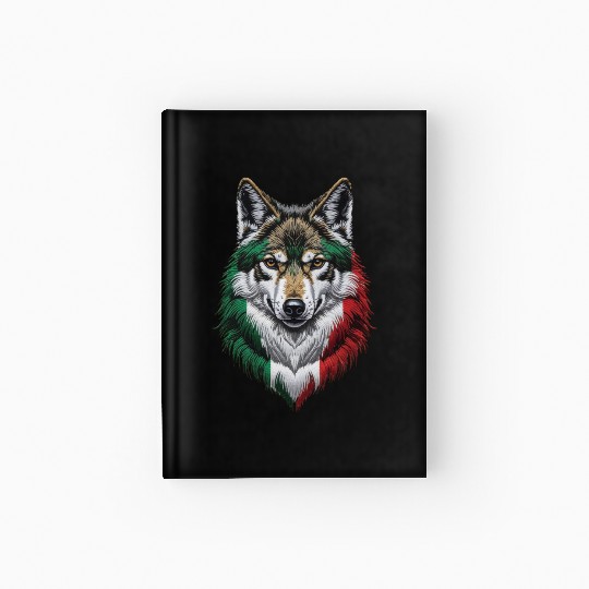 Italian Wolf Head Green White Red National Flag Hardcover Journal