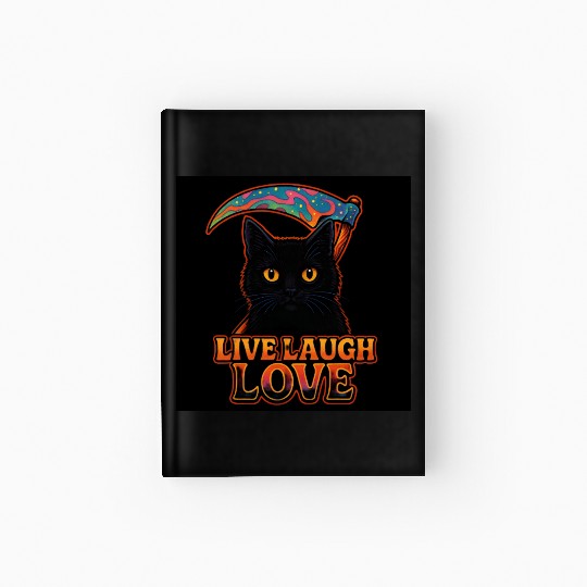 Black Cat Psychedelic Live Laugh Love Hardcover Journal