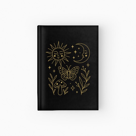 Ethereal Nature Moon and Sun Illustration Hardcover Journal
