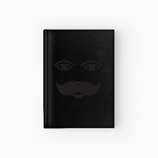Whimsical Cat Face with Mustache Design Hardcover Journal