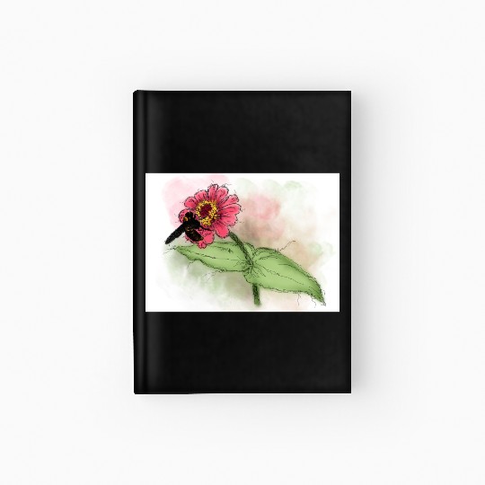 Wildflower and Bumblebee Illustration Hardcover Journal