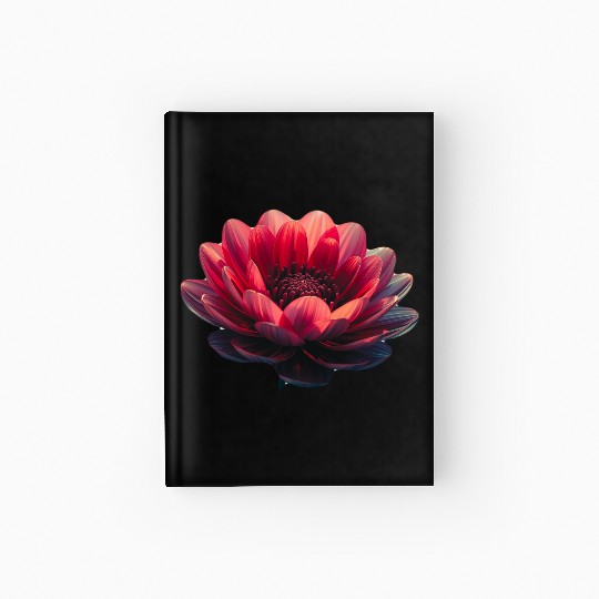 Vivid Red Lotus Blossom Design Hardcover Journal