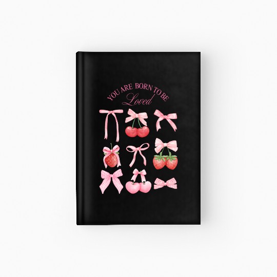 Cherry and Strawberry Bow Motif  Hardcover Journal