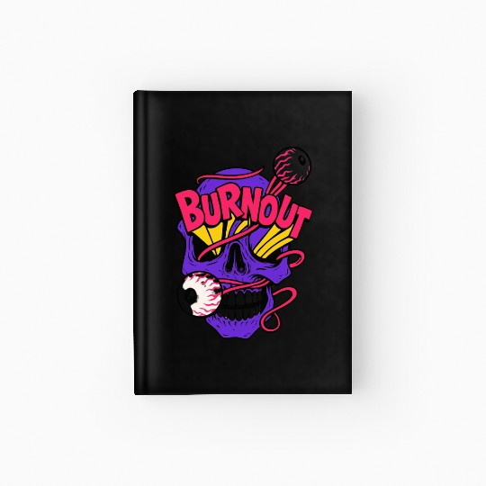 Vibrant Skull with Billiard Balls & Neon Elements Hardcover Journal