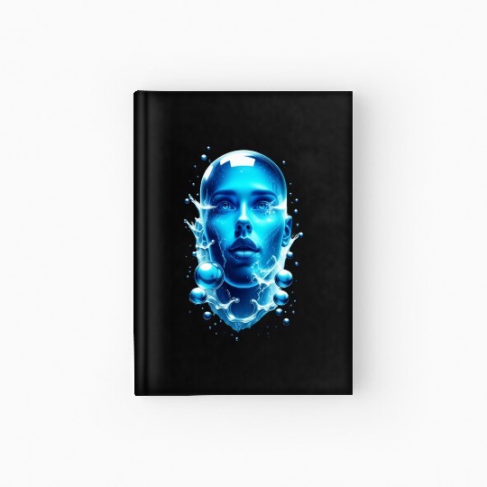 Futuristic Water-Alien Portrait Hardcover Journal