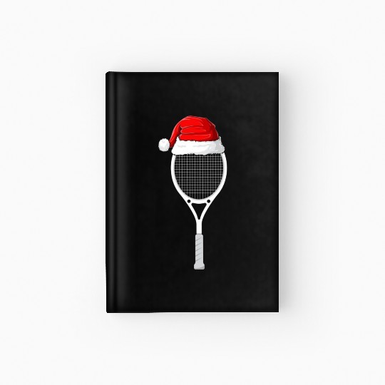 Festive Tennis Racket with Santa Hat Hardcover Journal
