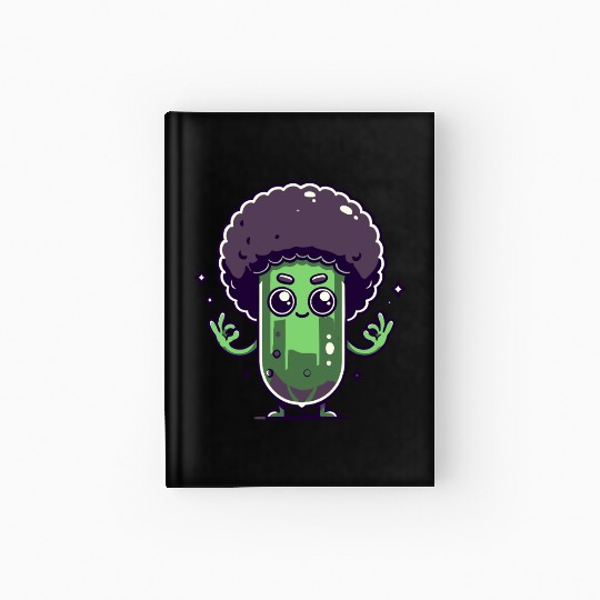 Whimsical Broccoli with Afro Hair Hardcover Journal