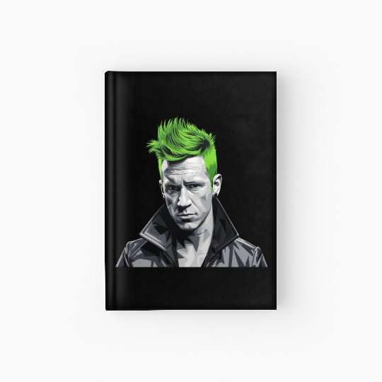 Vivid Green Hair Punk Portrait Hardcover Journal