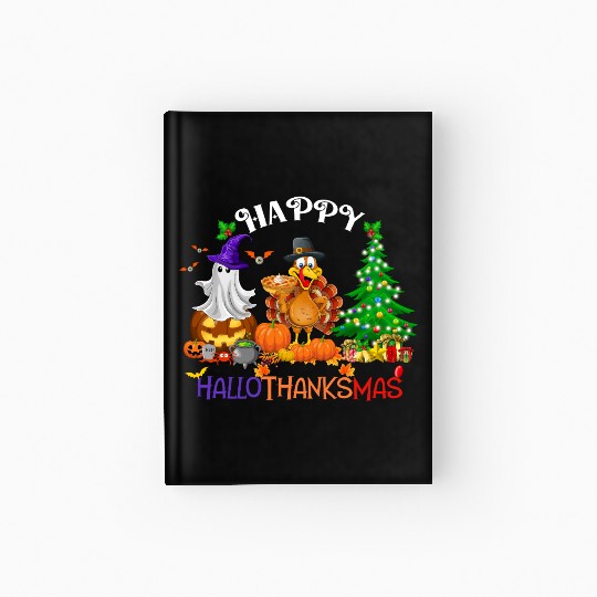 Retro Happy HalloThanksMas  Hardcover Journal