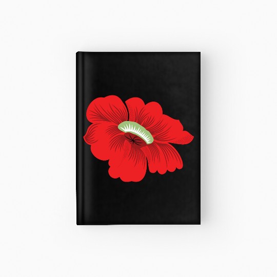 Vivid Red Hibiscus Floral Design Hardcover Journal