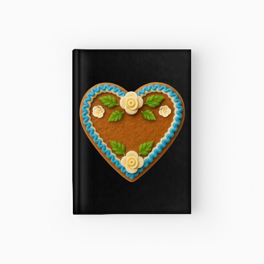 Heart-Shaped Gingerbread Cookie with Floral Icing Hardcover Journal
