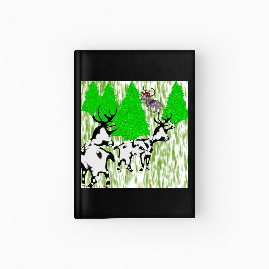 Whimsical Forest Moose with Reindeer Hardcover Journal