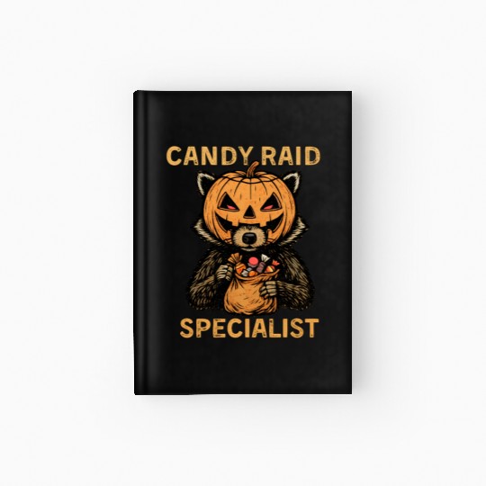 Candy Raid Specialist Halloween Raccoon Pumpkin Hardcover Journal