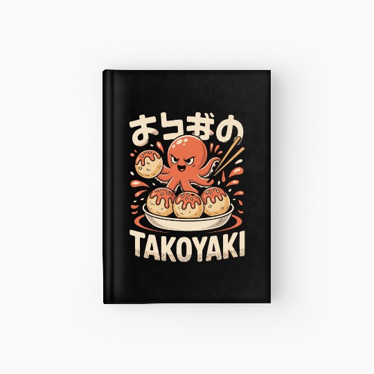Octopus Serving Takoyaki Illustration Hardcover Journal