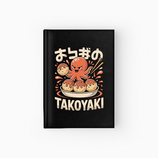 Octopus Serving Takoyaki Illustration Hardcover Journal