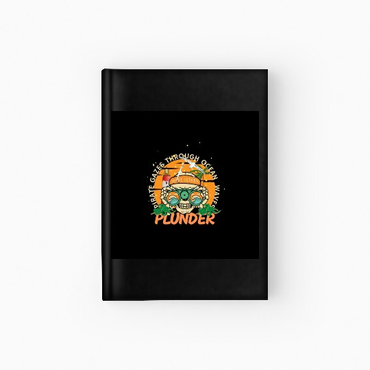Pirate Skull with Binoculars – Ocean Waves Plunder Hardcover Journal