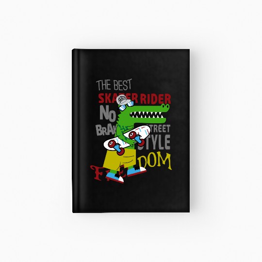 Skateboard Crocodile with Street Style Hardcover Journal