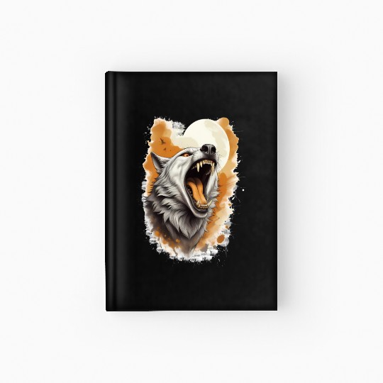 Howling Wolf Under Full Moon Hardcover Journal