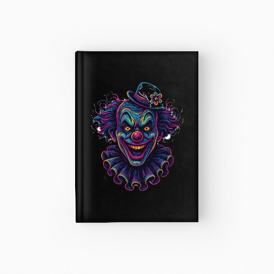 Neon Horror Clown Art Hardcover Journal