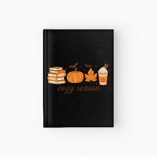Cozy Season Pumpkin Latte Halloween Books & Leaves Hardcover Journal