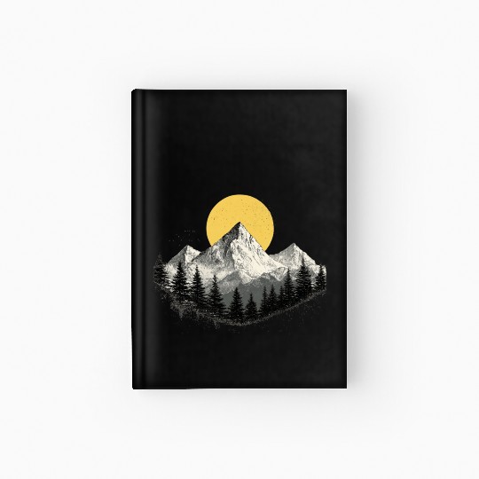 Mountain Silhouette with Full Moon Hardcover Journal