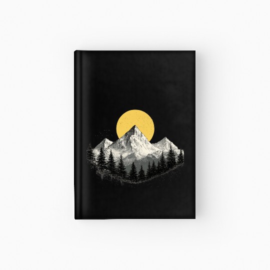 Mountain Silhouette with Full Moon Hardcover Journal