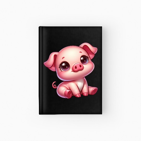 Cute piglet cartoon farm kawaii agriculture farmer Hardcover Journal