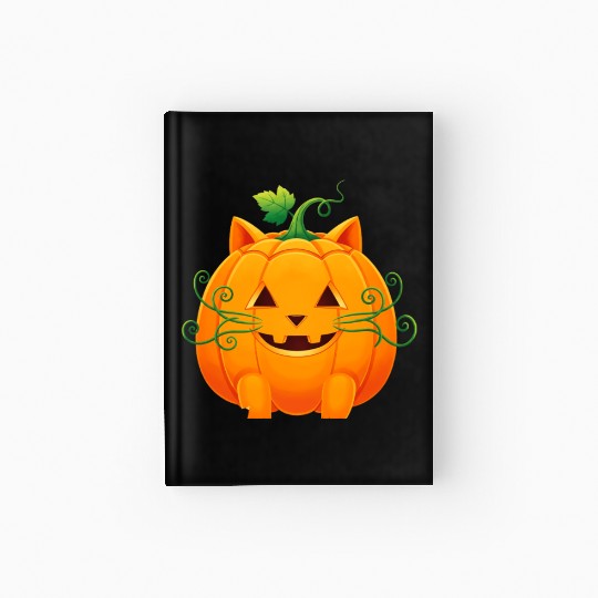 Whimsical Cat Pumpkin Costume Hardcover Journal