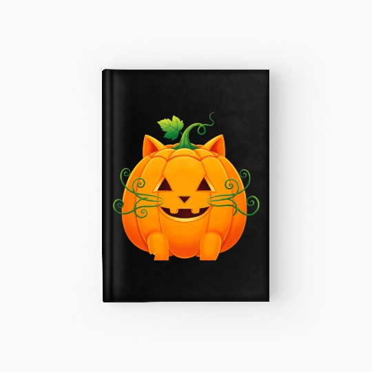 Whimsical Cat Pumpkin Costume Hardcover Journal