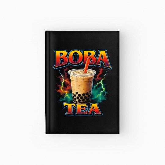 Boba Tea Favorite Food Funny Weird 90s Boba Tea Hardcover Journal