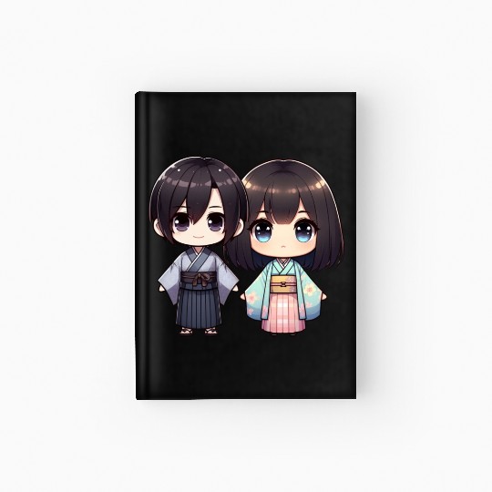 Chibi Kawaii Traditional Kimono Duo Hardcover Journal
