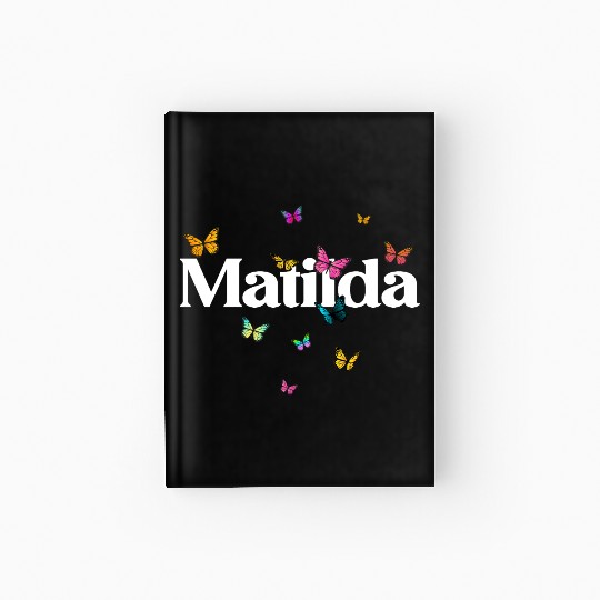 Colorful Butterflies with cute Girl Name MATHILDA Hardcover Journal