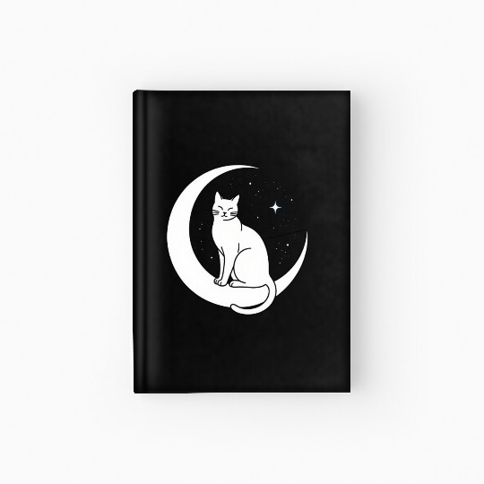 Magical Cat on Crescent Moon "Aniverse Cats" Hardcover Journal