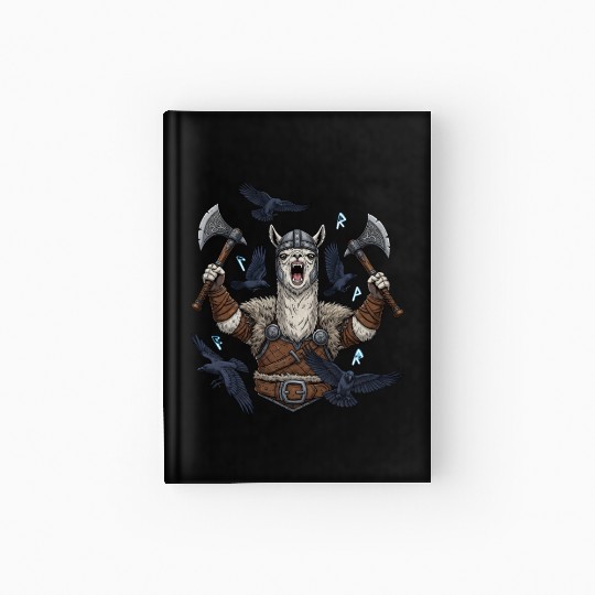 Viking Alpaca Warrior Illustration Hardcover Journal